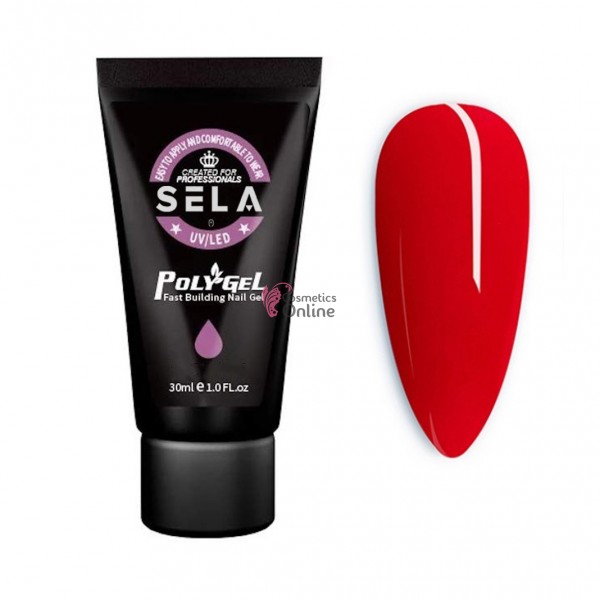 PolyGel UV LED pentru unghii false SELA Profesional de 30ml Cod 172 Rosie